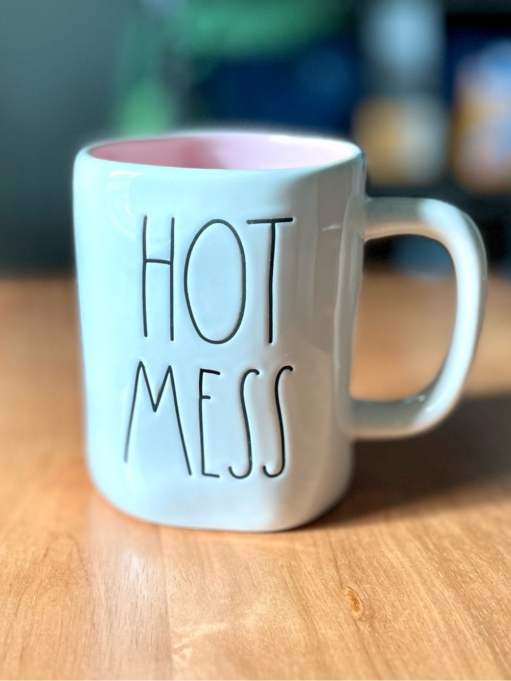 Rae Dunn “Hot Mess” Mug - White with Pink Interior